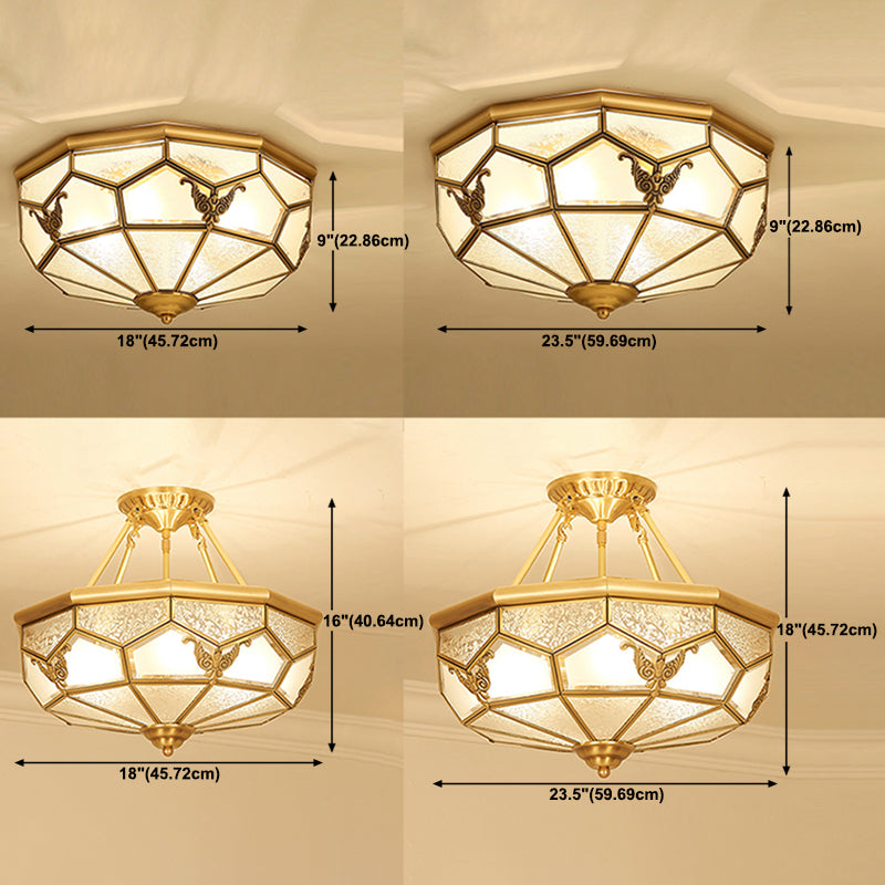 Apparecchio di lampada montata in ottone in ottone vetro luce semplicistica del soffitto