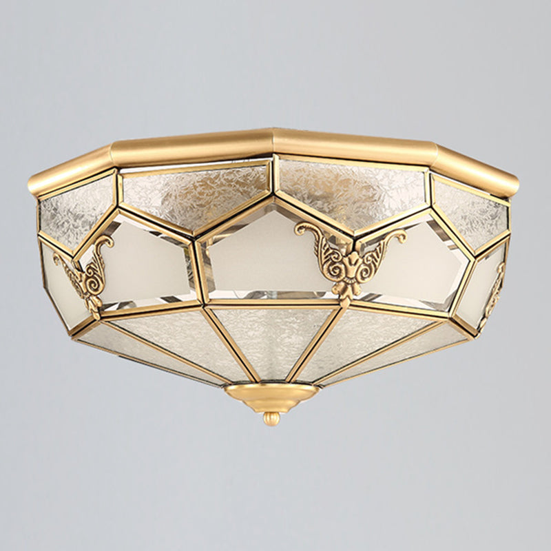 Glass Brass Ceiling Mounted Lamp Fixture Simplistic Ceiling Light