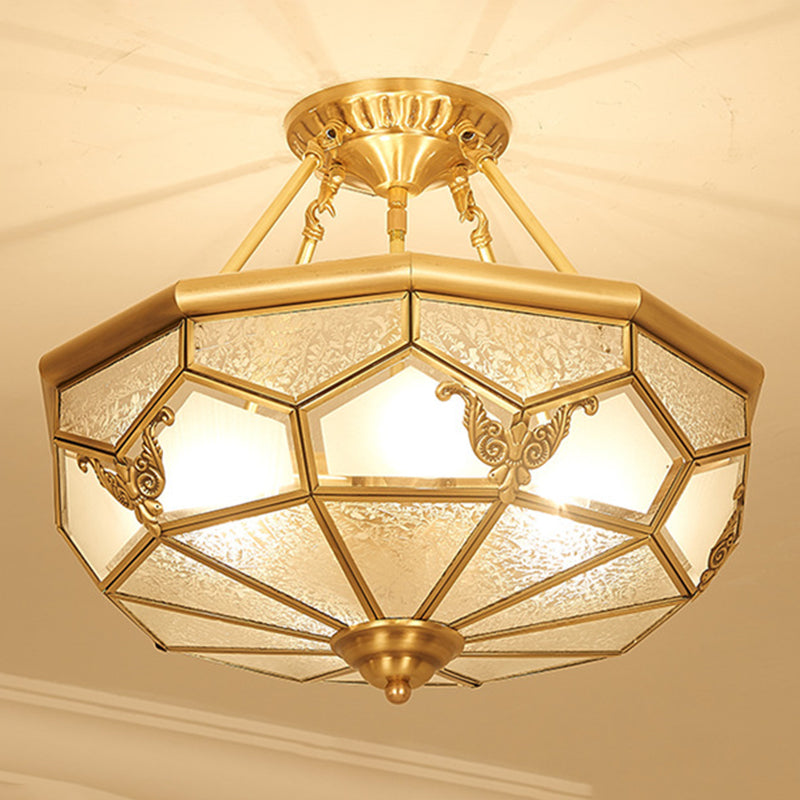 Glass Brass Ceiling Mounted Lamp Fixture Simplistic Ceiling Light