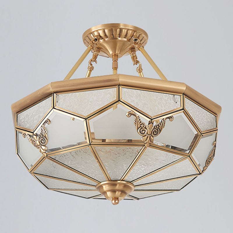 Glass Brass Ceiling Mounted Lamp Fixture Simplistic Ceiling Light