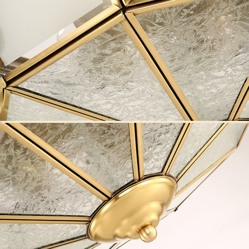 Glass Brass Ceiling Mounted Lamp Fixture Simplistic Ceiling Light