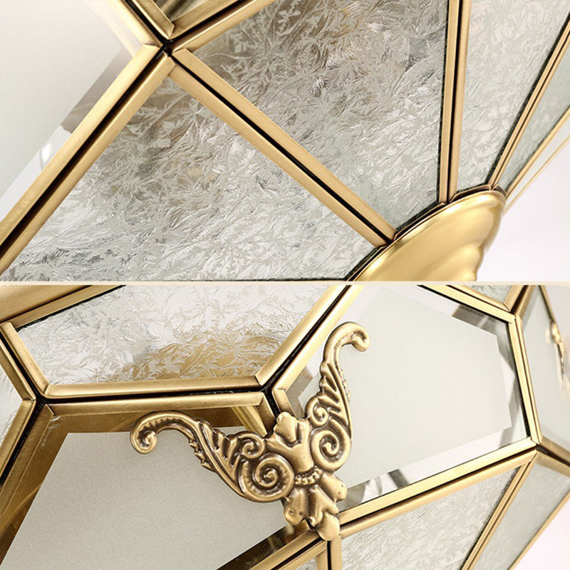 Glass Brass Ceiling Mounted Lamp Fixture Simplistic Ceiling Light