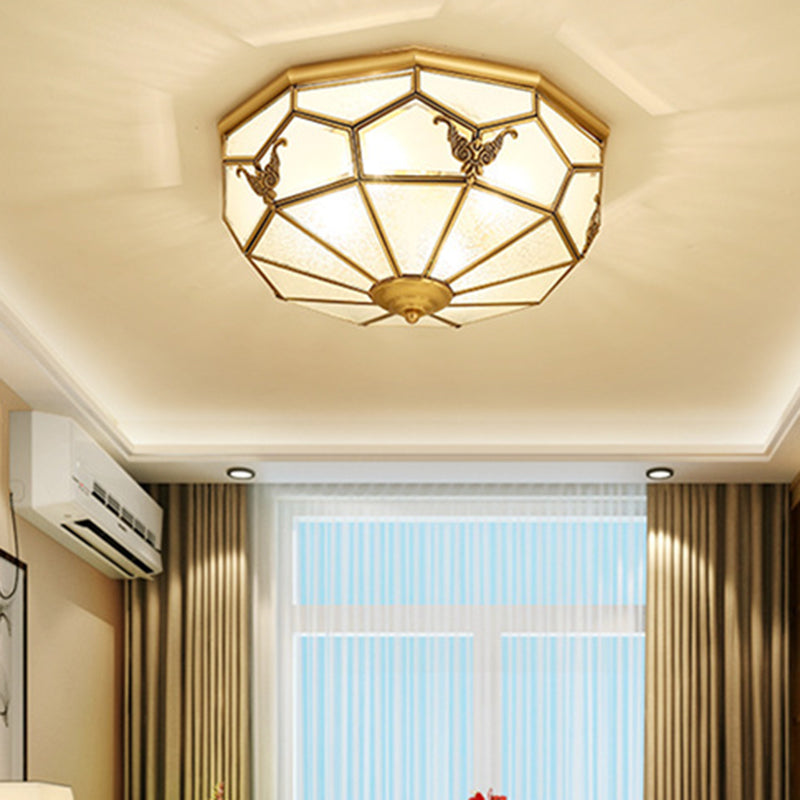 Glass Brass Ceiling Mounted Lamp Fixture Simplistic Ceiling Light