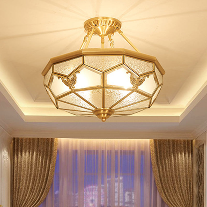 Glass Brass Ceiling Mounted Lamp Fixture Simplistic Ceiling Light