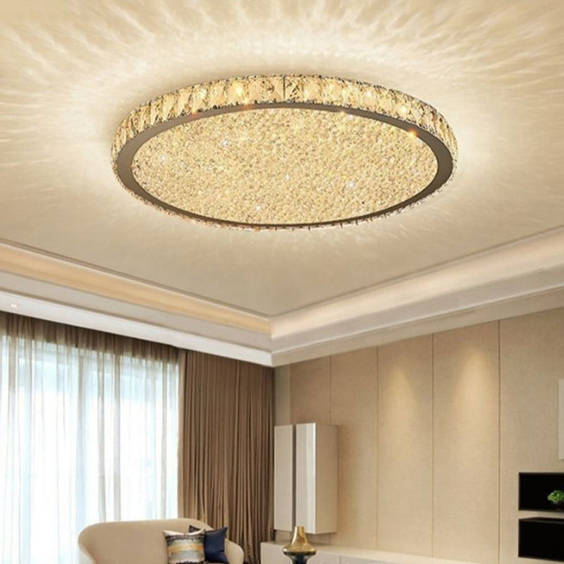 1-Light Circle Ceiling Lamp Modern Style Crystal Ceiling Lighting for Restaurant