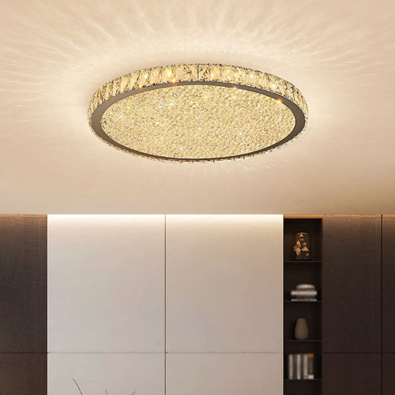 1-Light Circle Ceiling Lamp Modern Style Crystal Ceiling Lighting for Restaurant