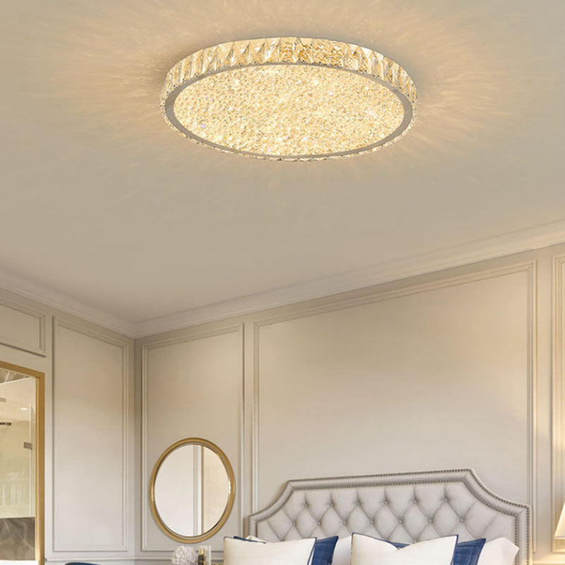 1-Light Circle Ceiling Lamp Modern Style Crystal Ceiling Lighting for Restaurant