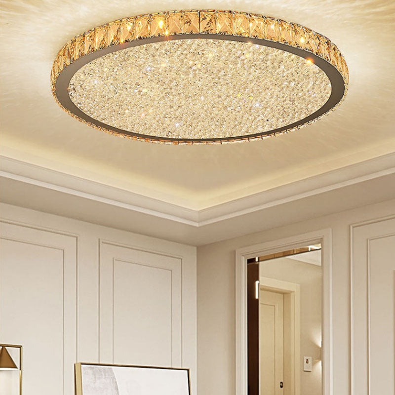 1-Light Circle Ceiling Lamp Modern Style Crystal Ceiling Lighting for Restaurant