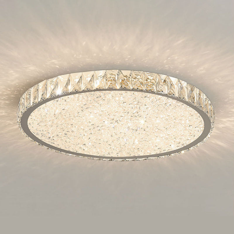 1-Light Circle Ceiling Lamp Modern Style Crystal Ceiling Lighting for Restaurant