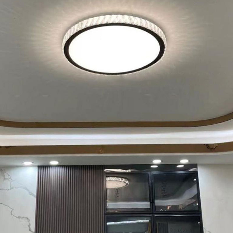 1-Light Circle Ceiling Lamp Modern Style Crystal Ceiling Lighting for Restaurant