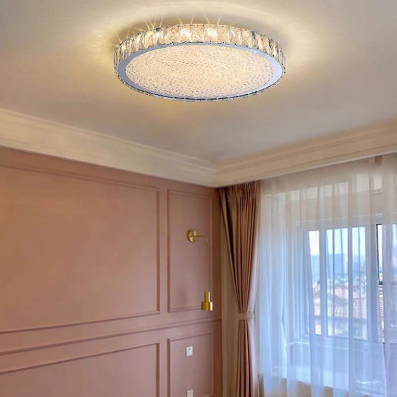 1-Light Circle Ceiling Lamp Modern Style Crystal Ceiling Lighting for Restaurant