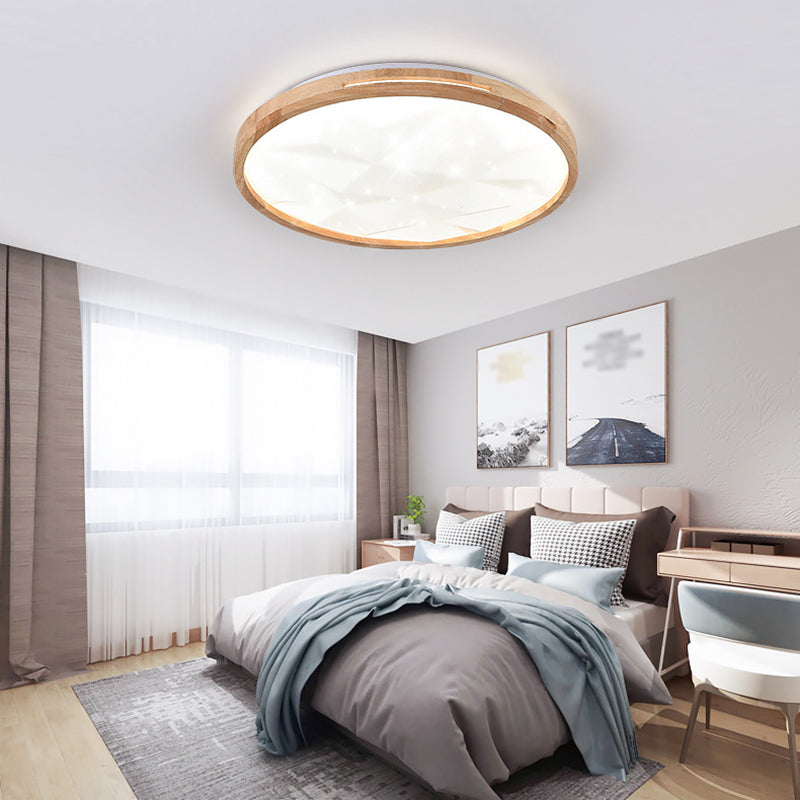 1 Light Circle Ceiling Light Modern Style Wood Ceiling Lighting for Living Room