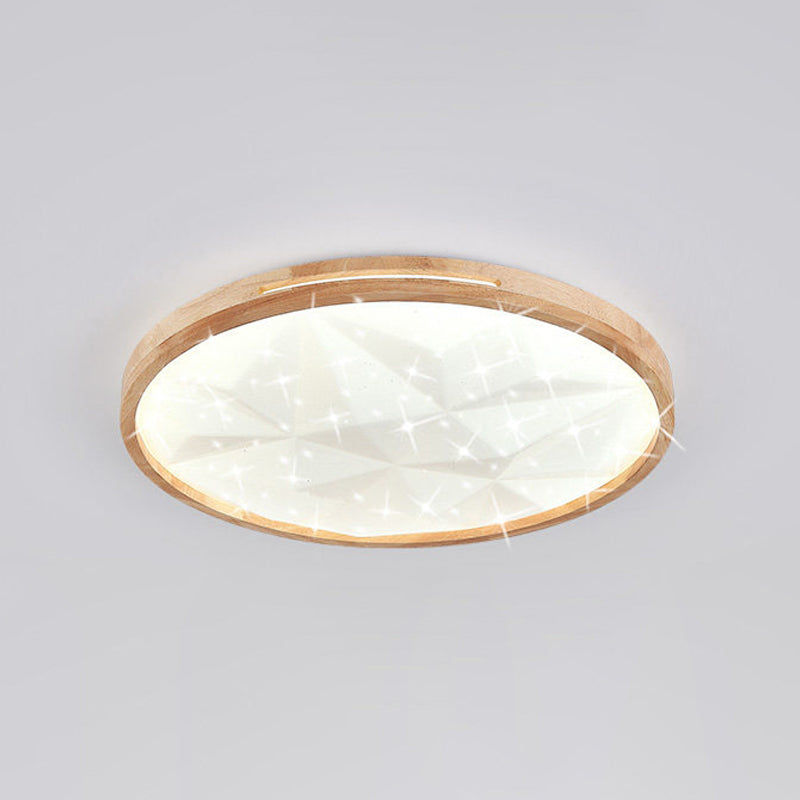 1 Light Circle Ceiling Light Modern Style Wood Ceiling Lighting for Living Room