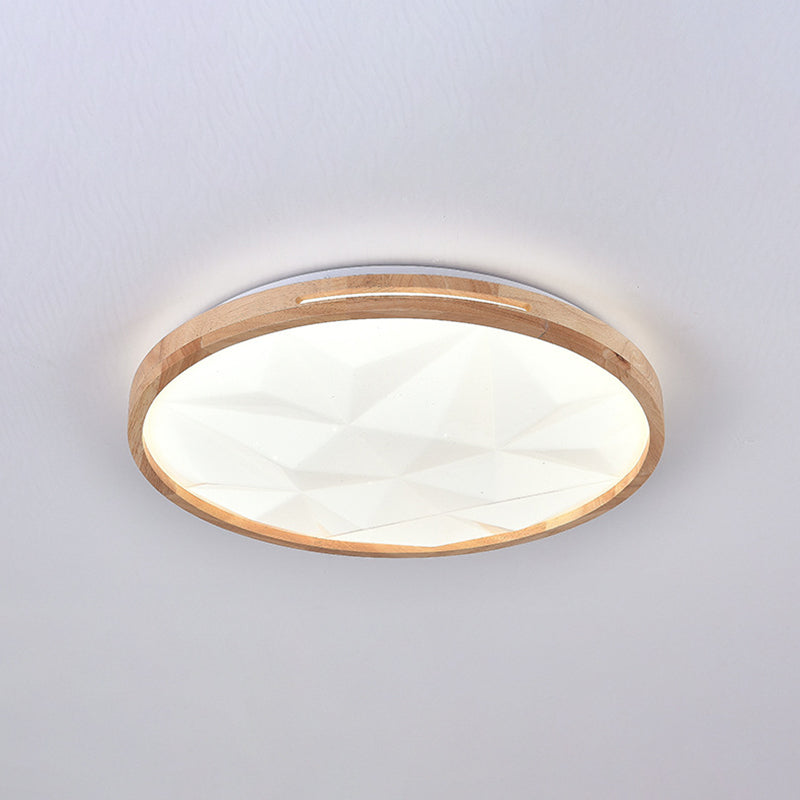 1 Light Circle Ceiling Light Modern Style Wood Ceiling Lighting for Living Room