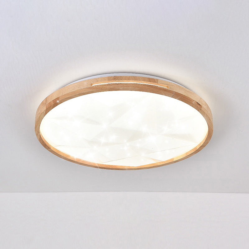 1 Light Circle Ceiling Light Modern Style Wood Ceiling Lighting for Living Room