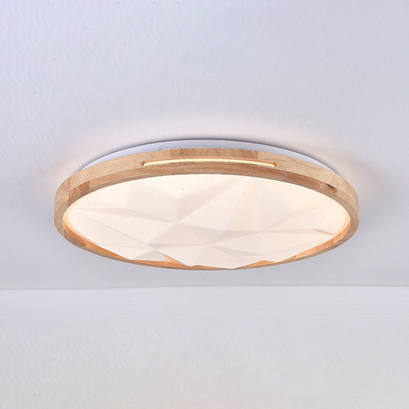 1 Light Circle Ceiling Light Modern Style Wood Ceiling Lighting for Living Room