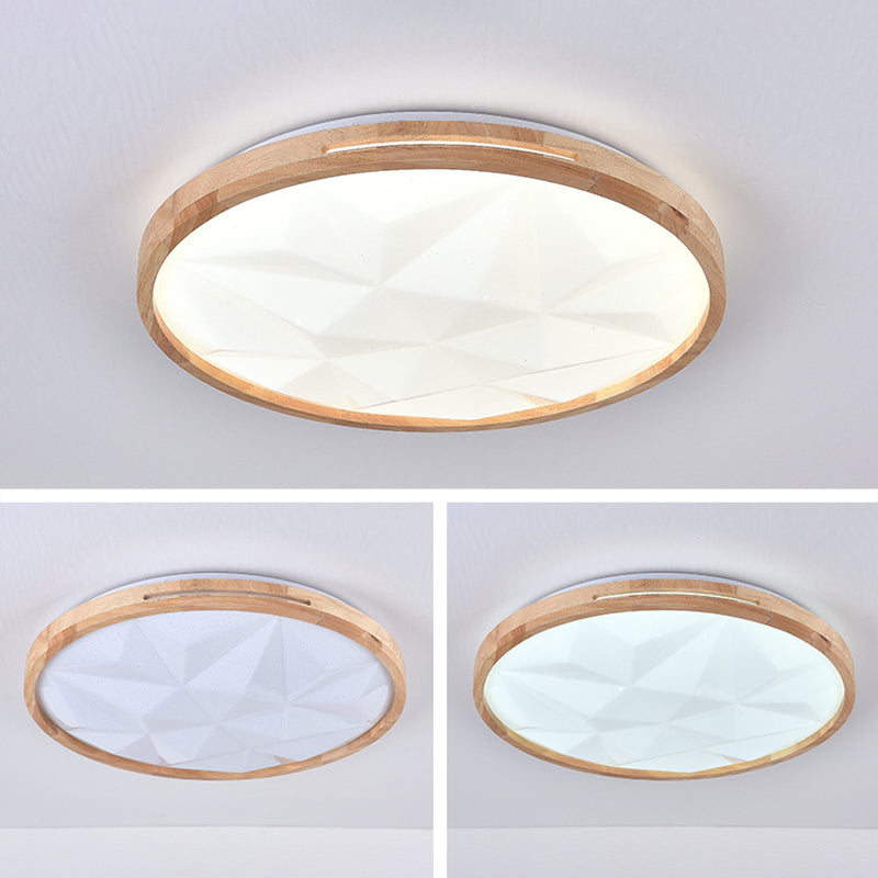 1 Light Circle Ceiling Light Modern Style Wood Ceiling Lighting for Living Room