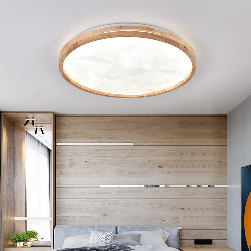 1 Light Circle Ceiling Light Modern Style Wood Ceiling Lighting for Living Room