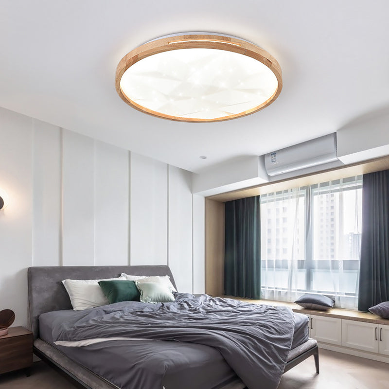 1 Light Circle Ceiling Light Modern Style Wood Ceiling Lighting for Living Room