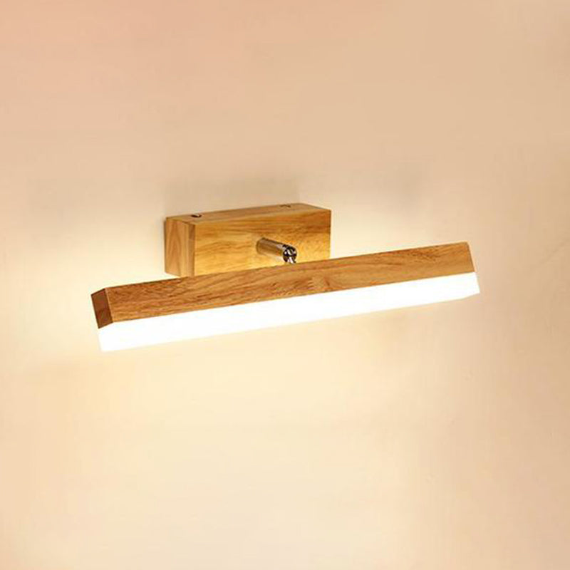 Luz de tocador de madera nórdica Luz de espejo LED de luz simple recta para el baño