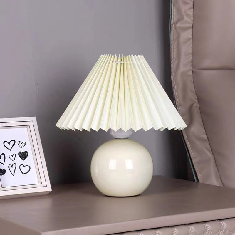 Nordic Style Ceramics Table Lamp Umbrella Shape Colorful Bulb Table Light for Bedroom