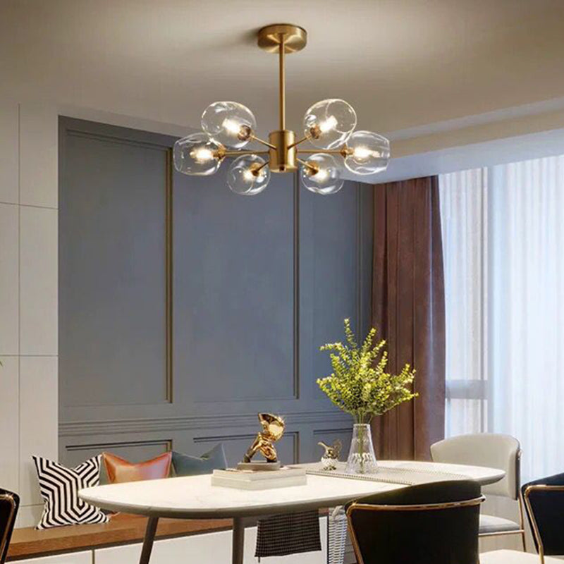 Contemporary Geometric Chandelier Lights Glass Chandelier Lighting Fixtures in Gold