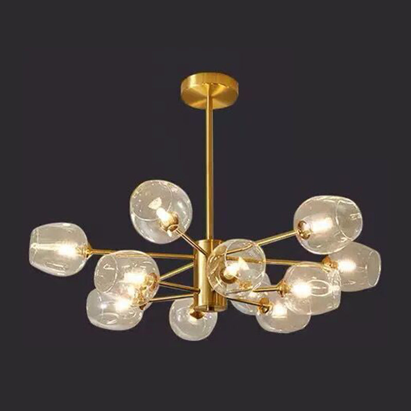 Contemporary Geometric Chandelier Lights Glass Chandelier Lighting Fixtures in Gold