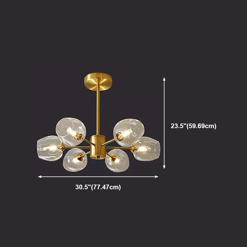 Contemporary Geometric Chandelier Lights Glass Chandelier Lighting Fixtures in Gold