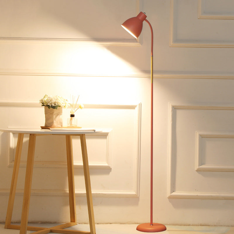 Macaron Style Floor Light 1-Light Floor Standing Lamp with Metal Shade for Bedroom