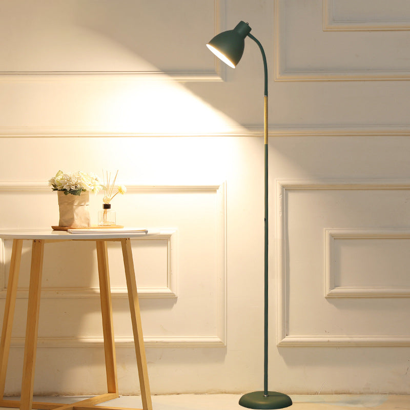 Macaron-stijl vloerlicht 1-licht vloer staande lamp met metalen schaduw voor slaapkamer