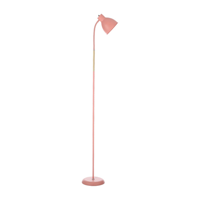 Macaron Style Floor Light 1-Light Floor Standing Lamp with Metal Shade for Bedroom