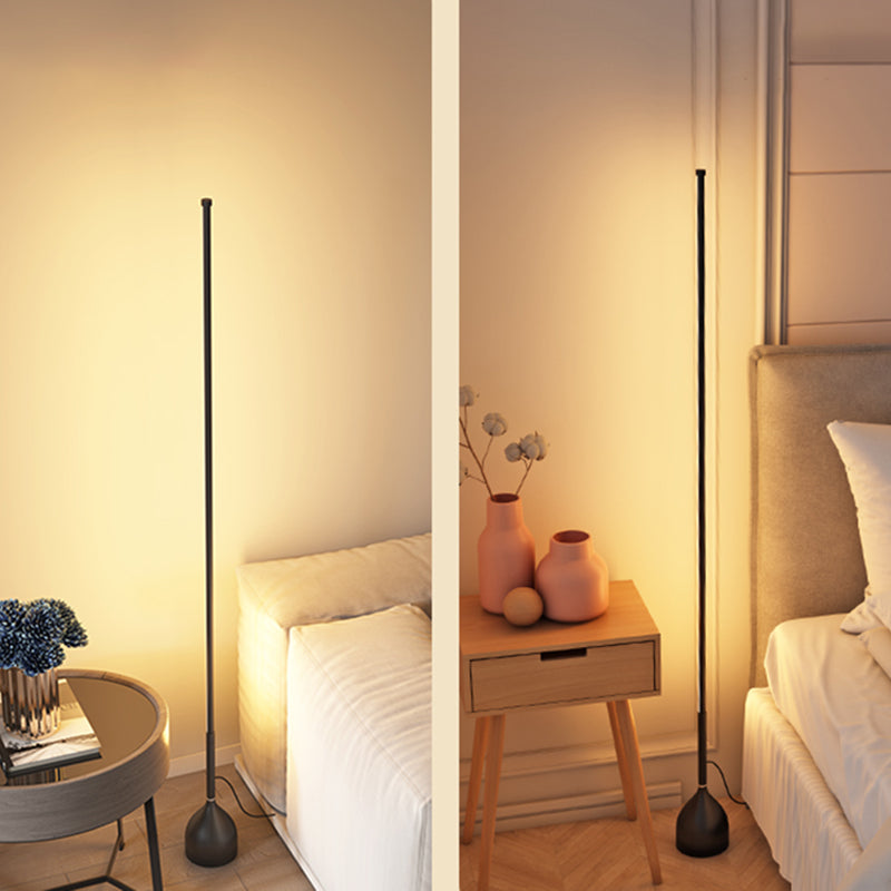 Modern Floor Light Strip Shape LED Floor Standing Lamp with Silica Gel Shade for Bedroom