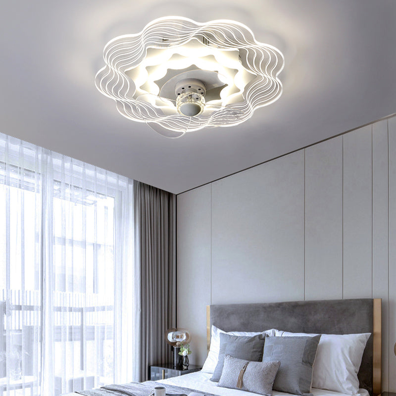 Modern Style Ceiling Fan Lamp LED Ceiling Mount Light with Acrylic Shade for Living Room