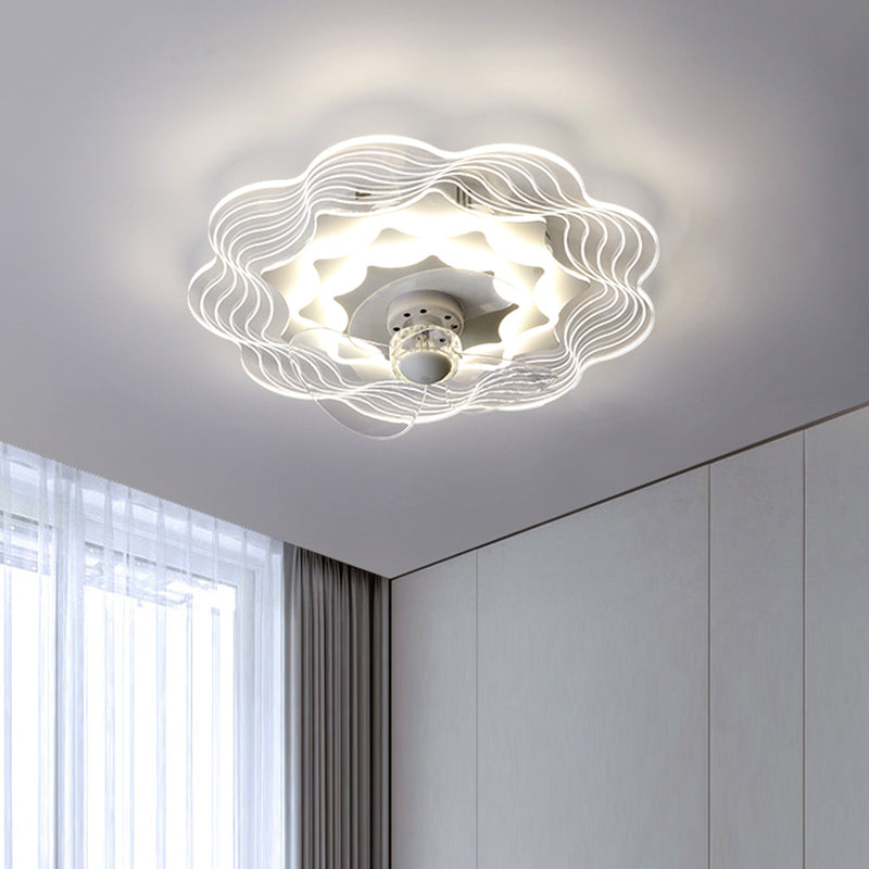 Modern Style Ceiling Fan Lamp LED Ceiling Mount Light with Acrylic Shade for Living Room