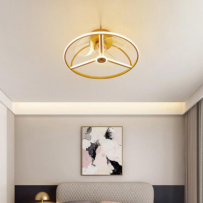 Hedendaagse LED -plafondventilator Lichten metalen LED -plafondventilator voor slaapkamer