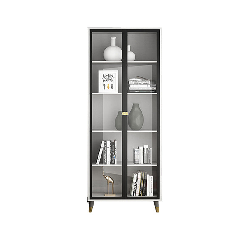 Librería de madera fabricada con estantería estándar vertical con puerta de vidrio