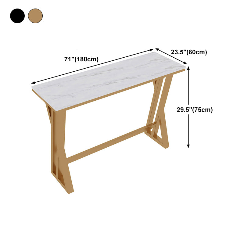 Stone Bar Dining Table Traditional Luxury Rectangle Bar Table with Trestle Base