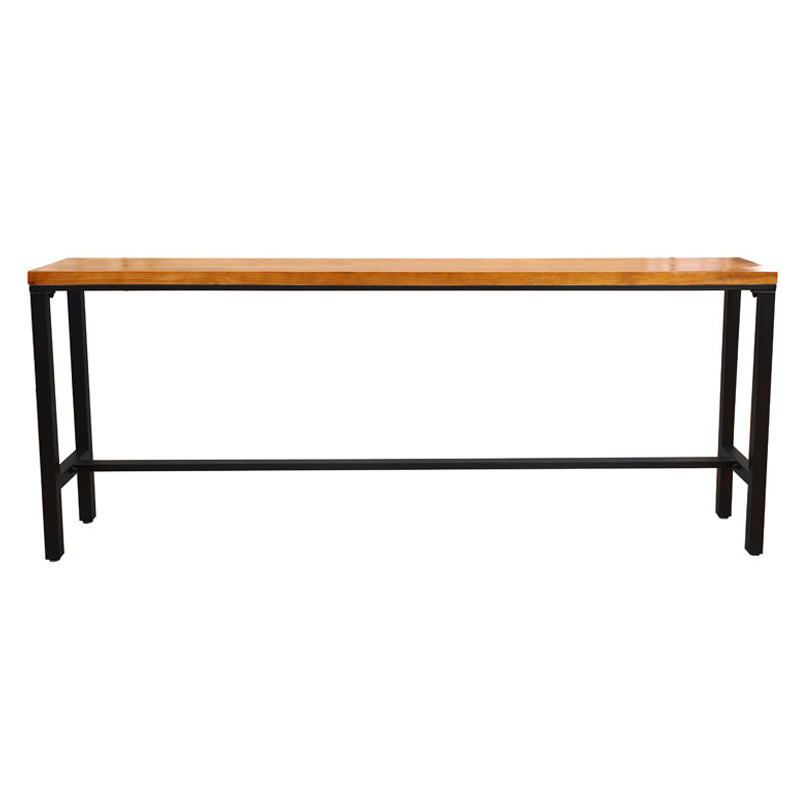 Pine Wood Bar Table Industrial Bar Table with Trestle Base in Black