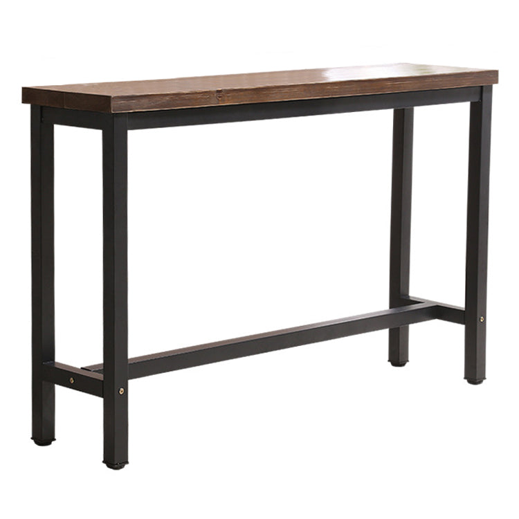 Solid Wood Bar Dining Table Industrial Rectangle Bar Table with Trestle Base in Black