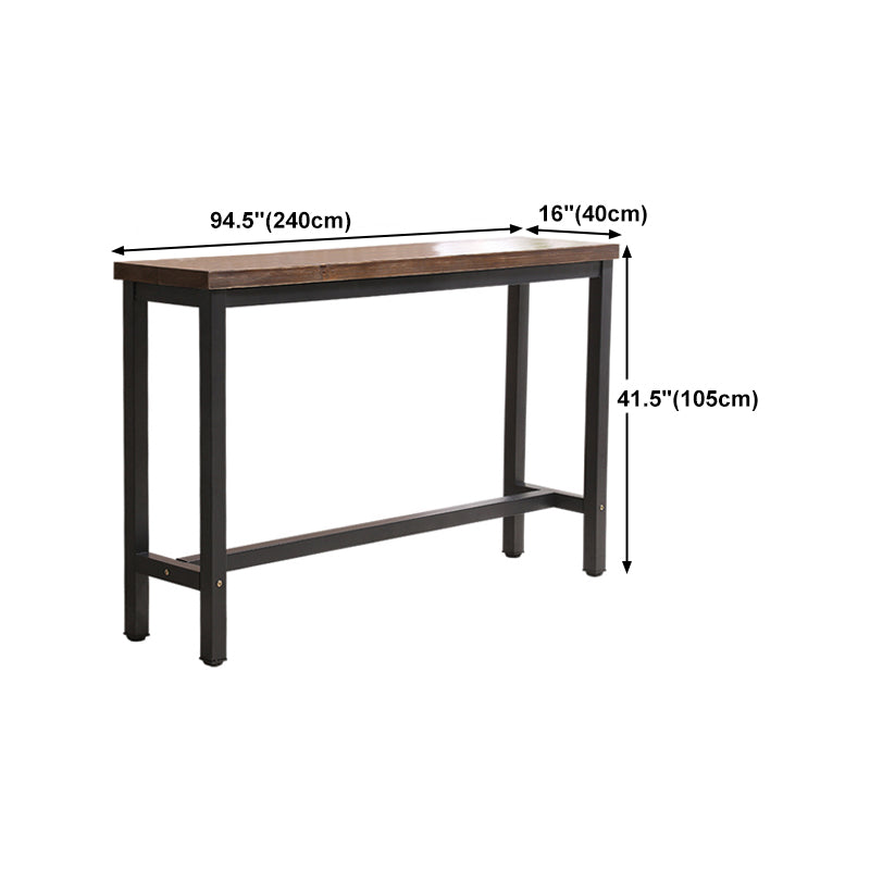 Solid Wood Bar Dining Table Industrial Rectangle Bar Table with Trestle Base in Black