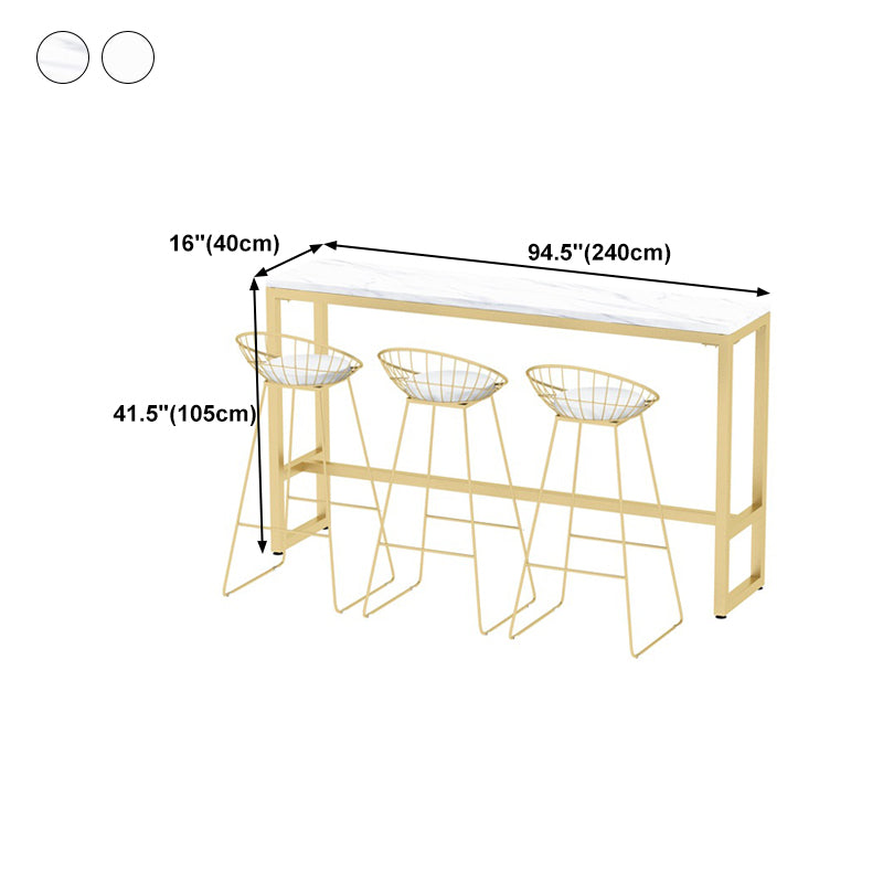 Rectangle Bar Dining Table Contemporary Bar Table with Gold Trestle Base