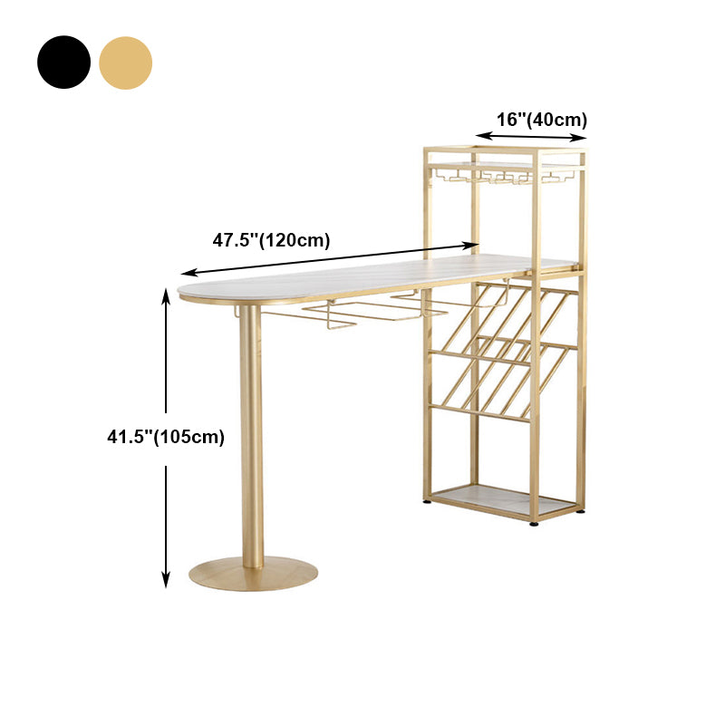 Stone White Bar Dining Table Traditional Luxury Bar Table with Sled Base