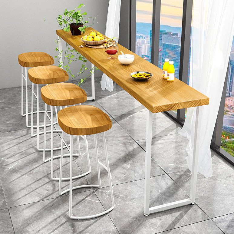 Rectangle Bar Dining Table Modern Bar Table with Sled Base in White