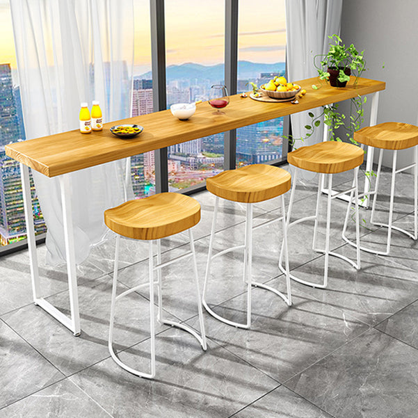 Rectangle Bar Dining Table Modern Bar Table with Sled Base in White