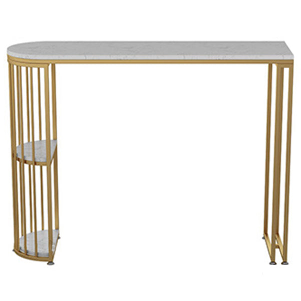 White Stone Bar Table Traditional Luxury Bar Table with Sled Base