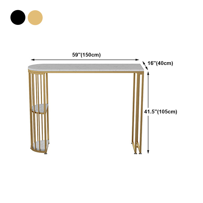 White Stone Bar Table Traditional Luxury Bar Table with Sled Base