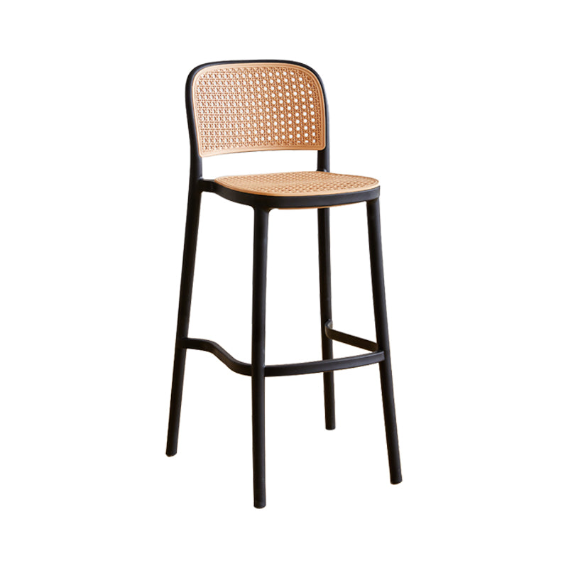 Contemporary Square Bar and Counter Stool Rattan Stool with 4 Legs