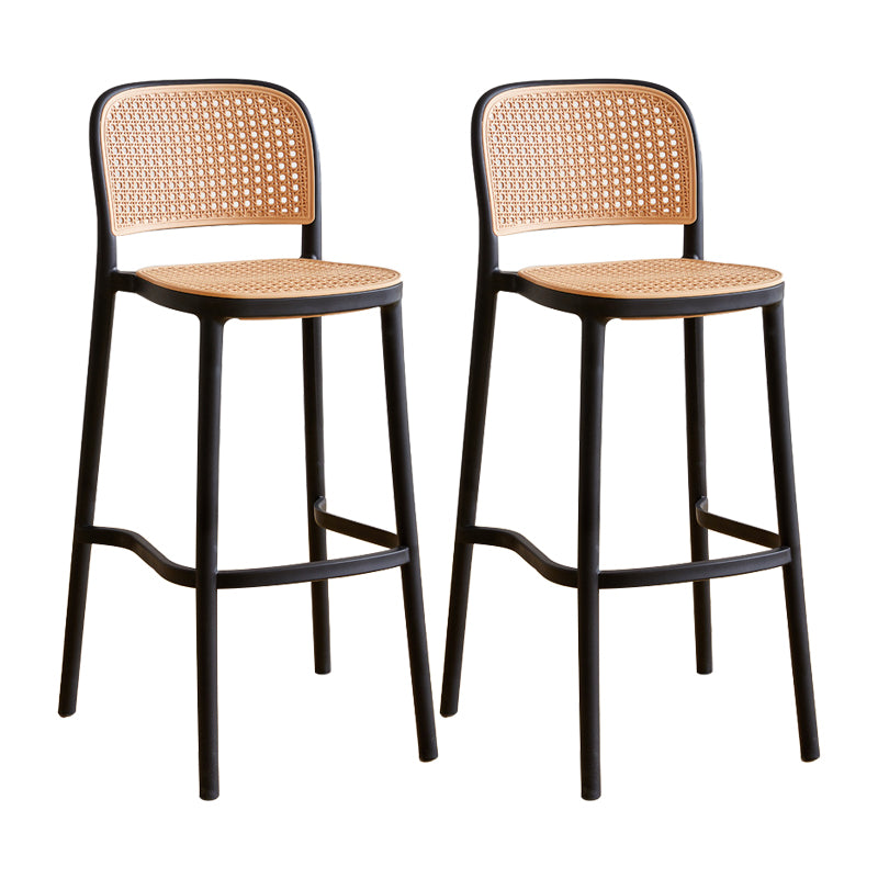 Contemporary Square Bar and Counter Stool Rattan Stool with 4 Legs