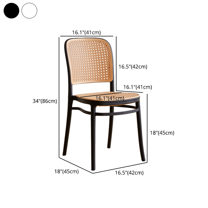 Contemporary Square Bar and Counter Stool Rattan Stool with 4 Legs