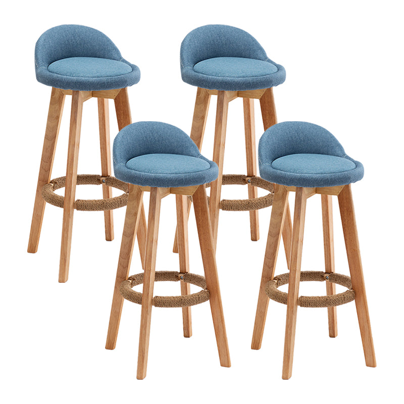 Scandinavian Wood Kitchen Dining Room Armless Stool Low Back Bar Stool